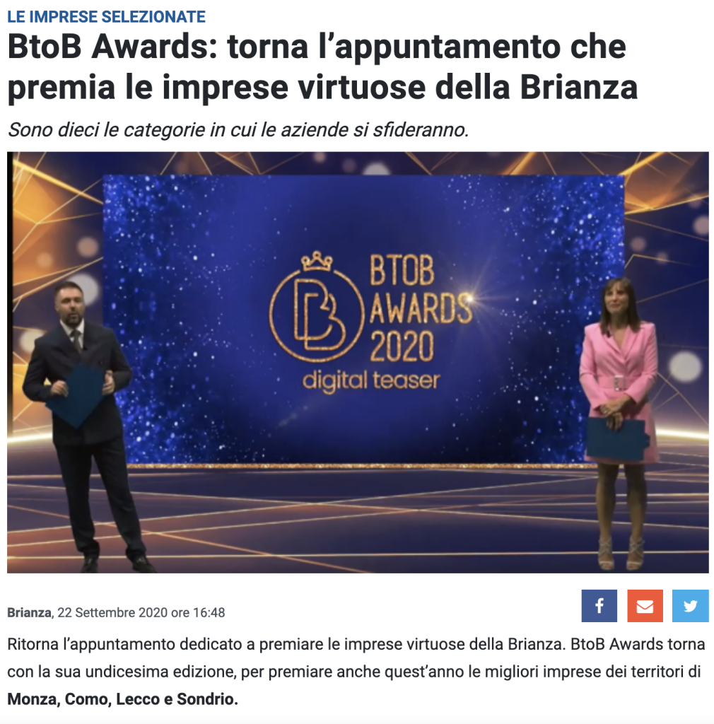 BtoB Awards:  torna l’appuntamento che premia  le imprese virtuose della Brianza